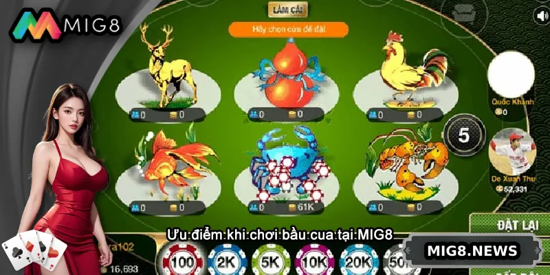 Ưu điểm khi chơi bầu cua tại MIG8